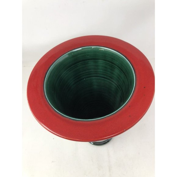 1998 Hand Thrown Tapered Art Pottery Vase Artist Signed High Gloss Glaze 10" - Picture 8 of 11